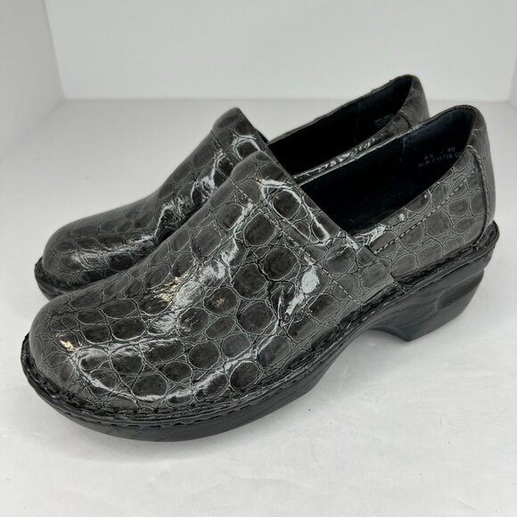 boc Shoes - BOC Womens C45728 Gray Peggy Croc Embossed Slip On Wedge Size 8.5 Clogs